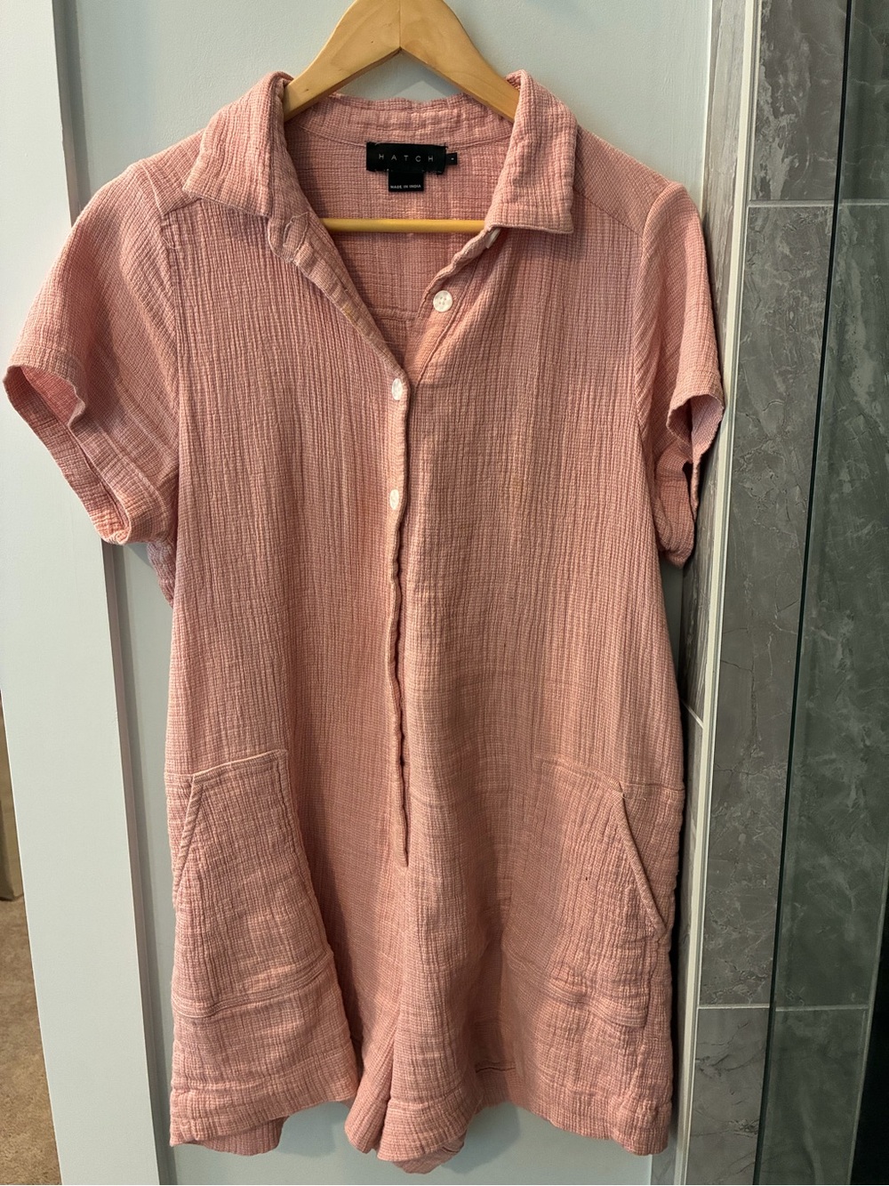 Hatch Pale Pink Short-Sleeve Button-Down Shirt